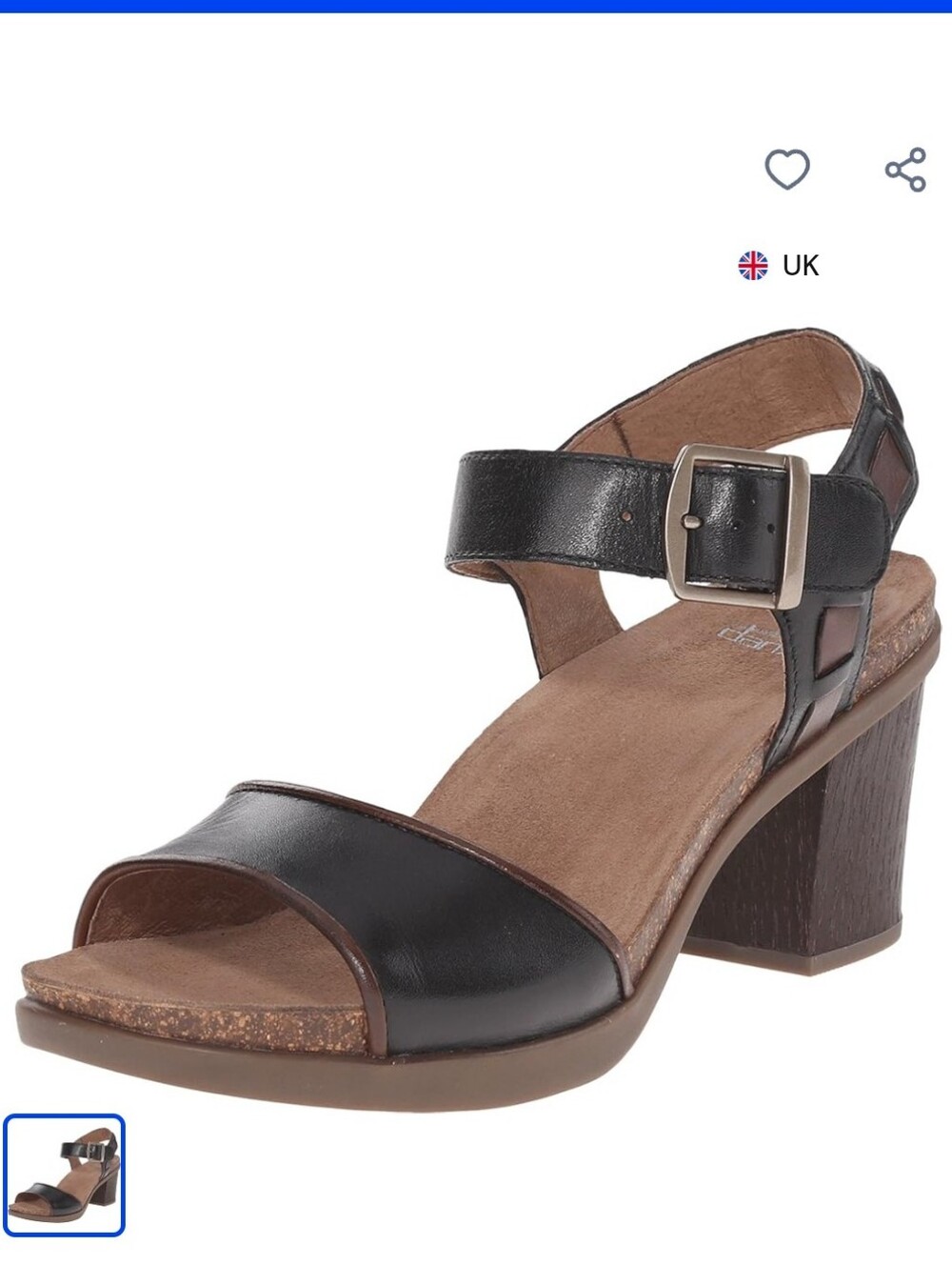 Dansko Debby black leather block heel sandals. Sz.39